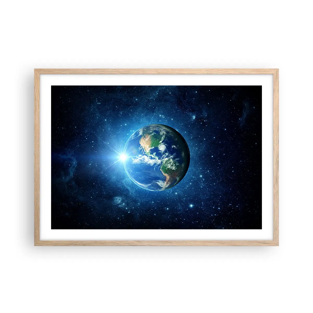 Pôster com moldura de carvalho claro - Estamos no céu - 70x50 cm