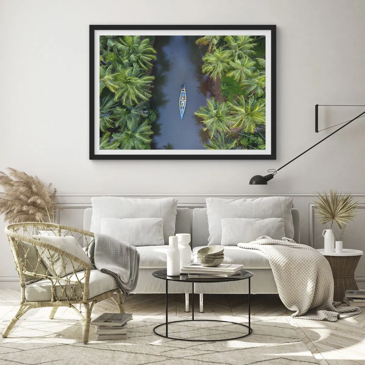 Pôster com moldura preta - Em uma trilha tropical - 40x30 cm