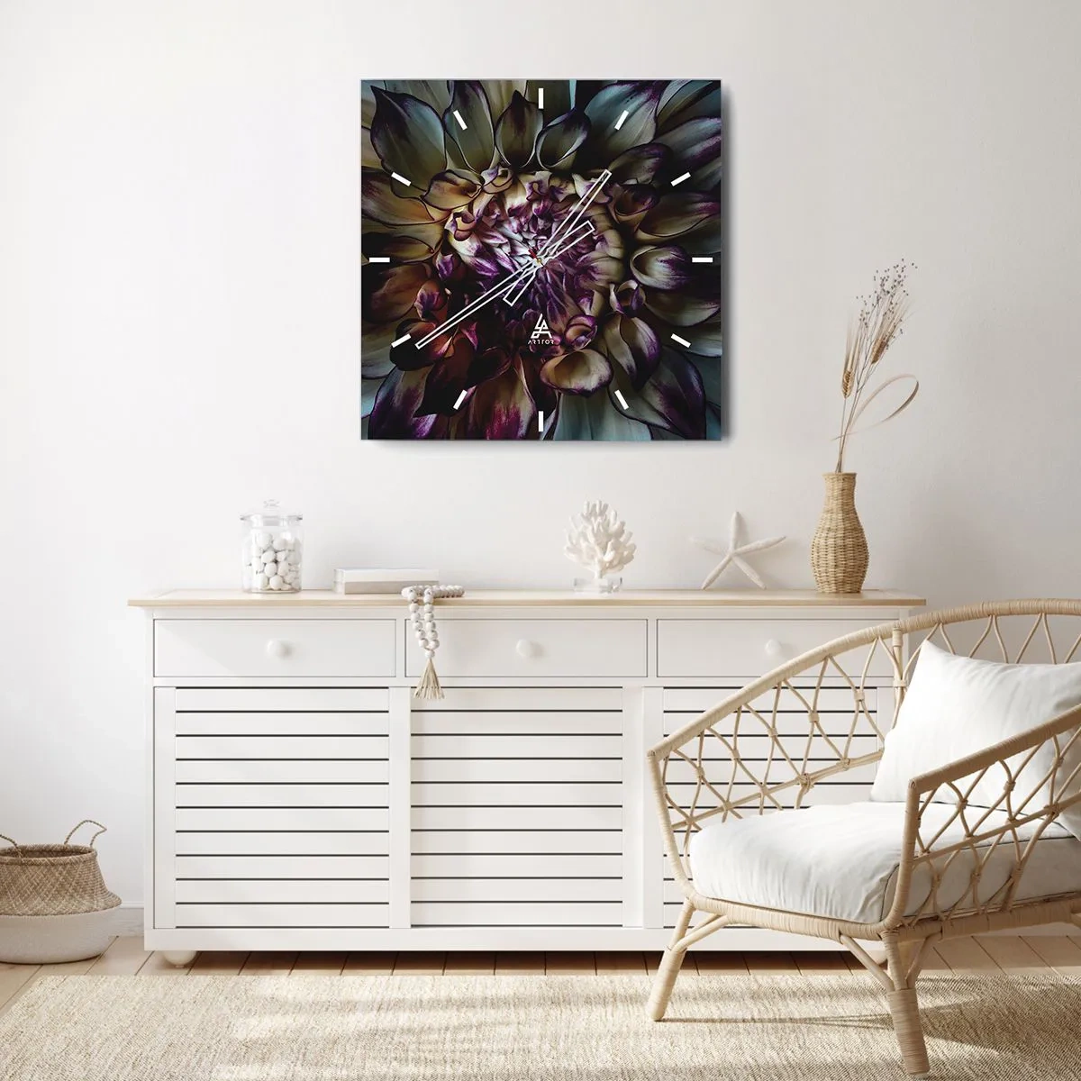 Relógio de parede - Relógio em vidro - O florescimento da juventude - 40x40 cm