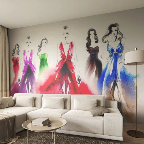 Papel de Parede Premium Sand - Colorido desfile - Desfile de moda, Mulher, Vestir - 250x175 cm