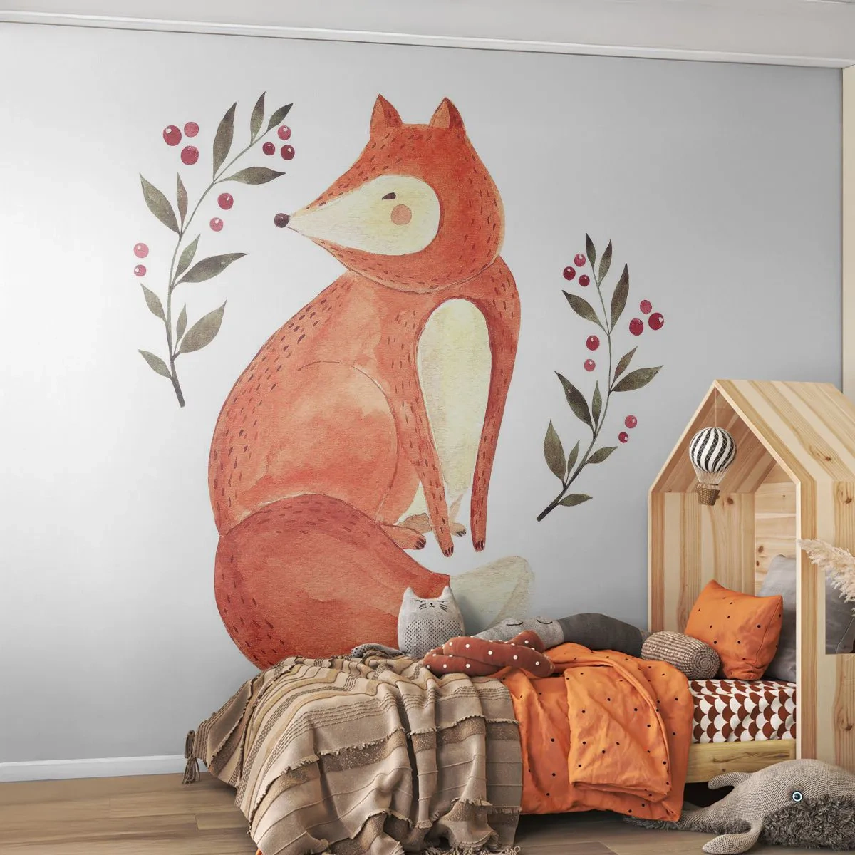 Papel de Parede Autocolante Deluxe Sticker - Pequeno ruivo - Para crianças, Raposa, Conto de fadas - 250x175 cm