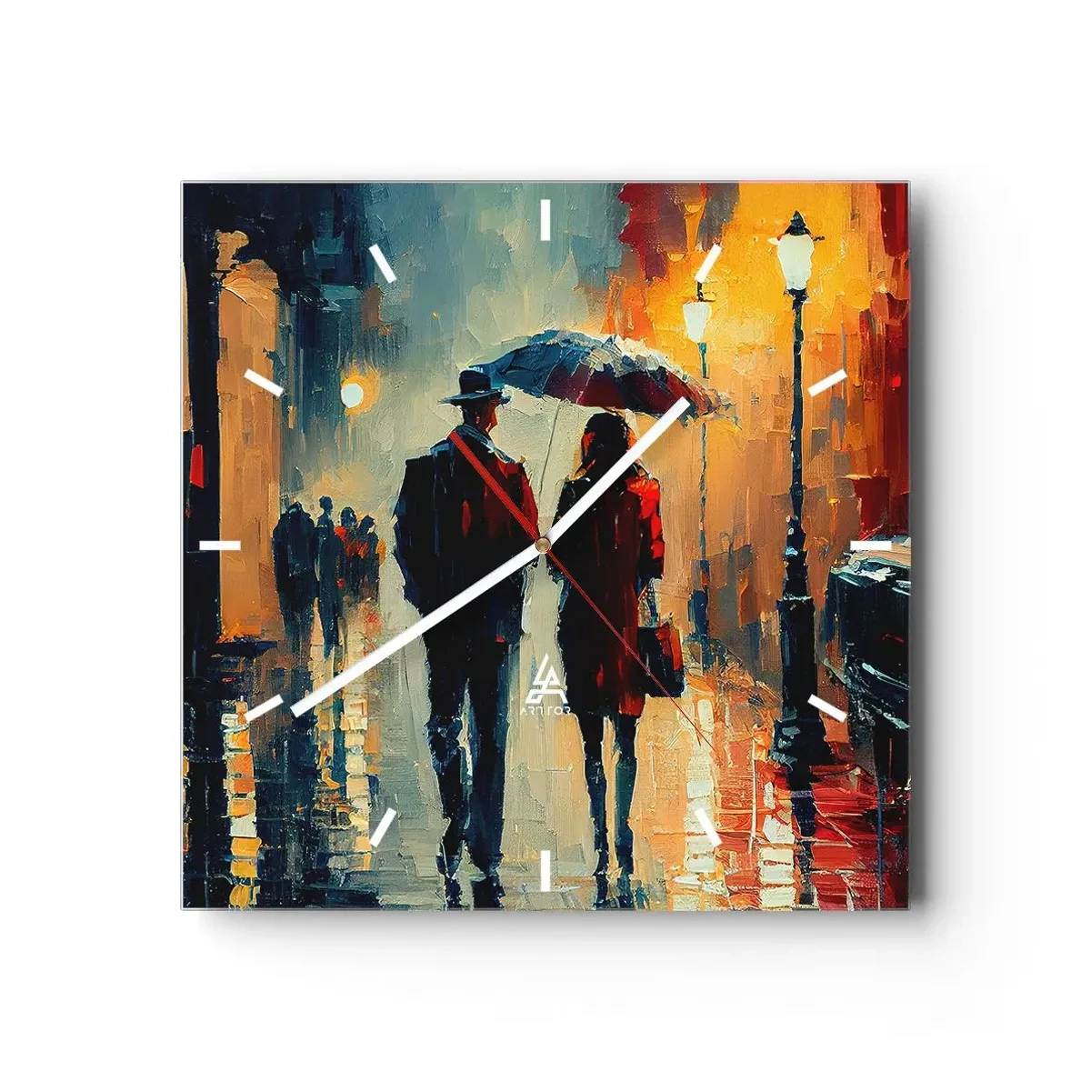 Relógio de parede - Relógio em vidro - História de amor urbano - 30x30 cm