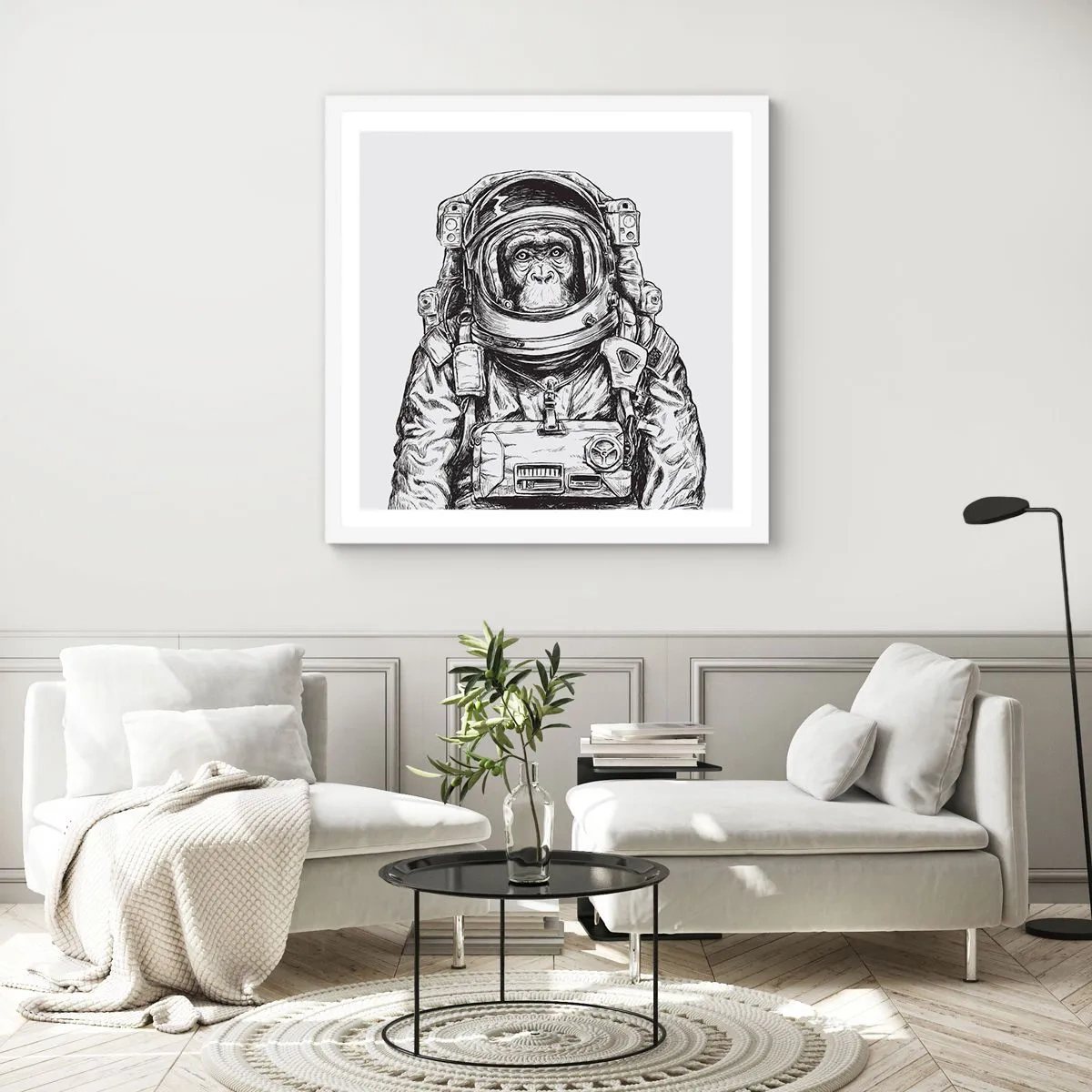 Pôster em moldura branca - Evolução alternativa - 30x30 cm