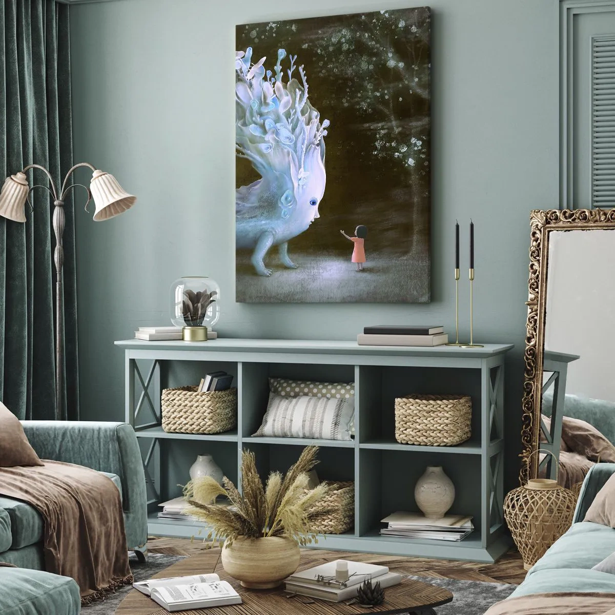 Quadro em tela - Encontro fantástico - 45x80 cm