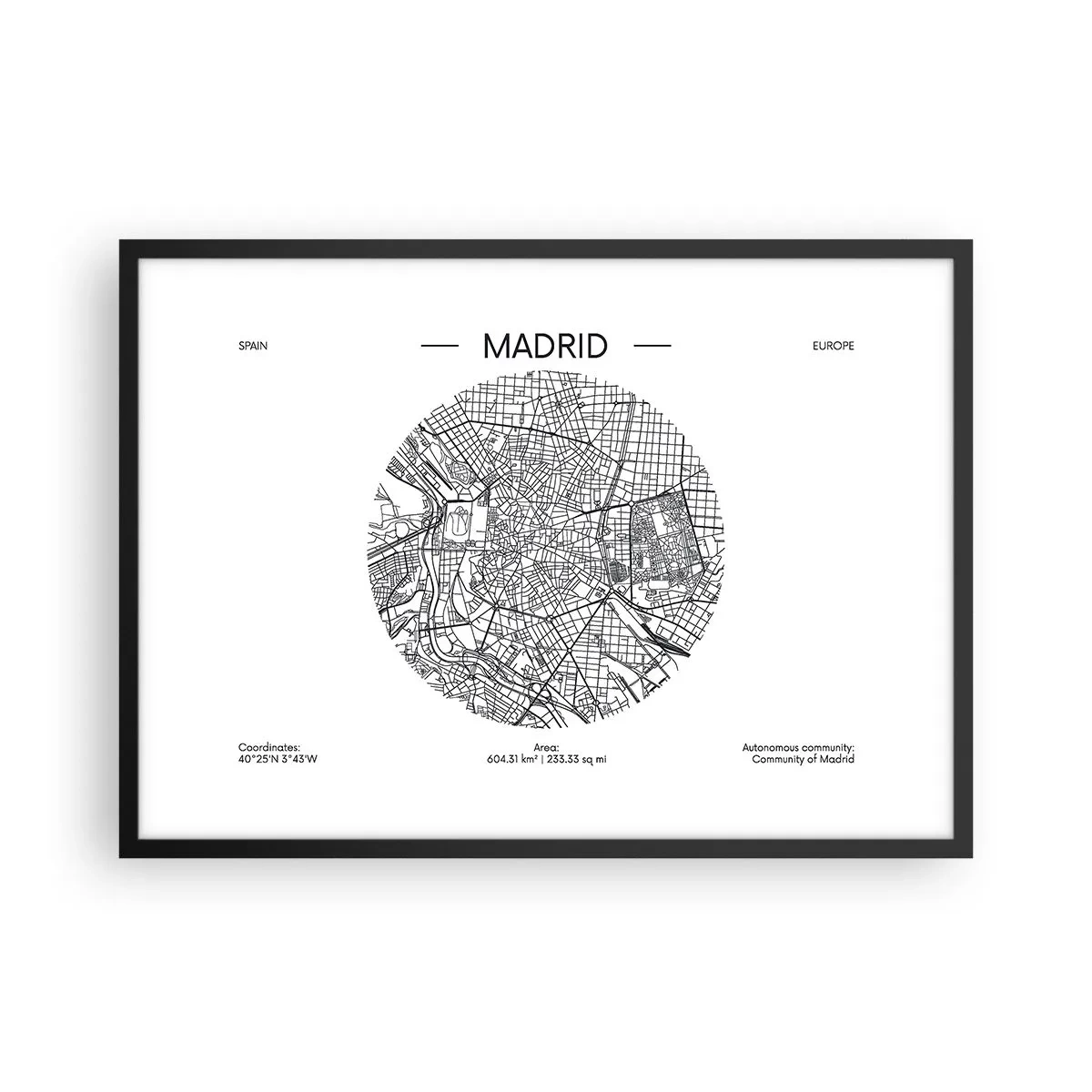 Pôster com moldura preta - Anatomia de Madri - 70x50 cm