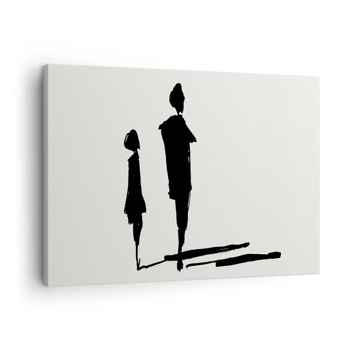 Quadro em tela - Silhuetas de duas pessoas em preto sobre fundo claro - 70x50cm - Certeza que juntos? - Decoração de parede moderna para a sala de estar e quarto ARTTOR
