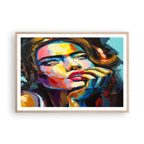 Pôster com moldura de carvalho claro - Sonhos como pássaros voando no céu - 100x70 cm