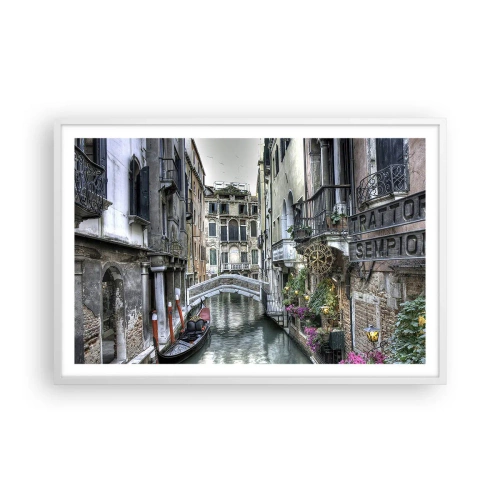 Pôster em moldura branca - Há séculos em devaneio silencioso - 91x61 cm