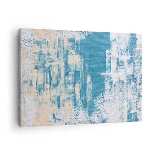 Quadro em tela - Composição abstrata em tons de azul e branco - 70x50cm - Através da estalactite de gelo - Decoração de parede moderna para a sala de estar e quarto ARTTOR