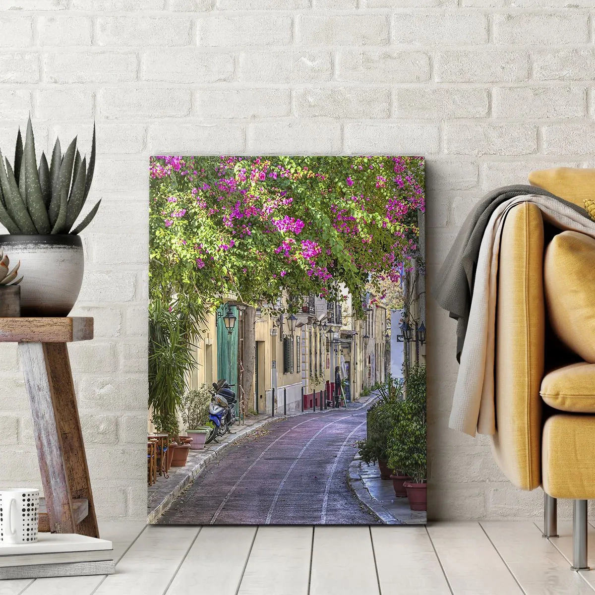 Quadro em tela - Beco florido - 55x100 cm