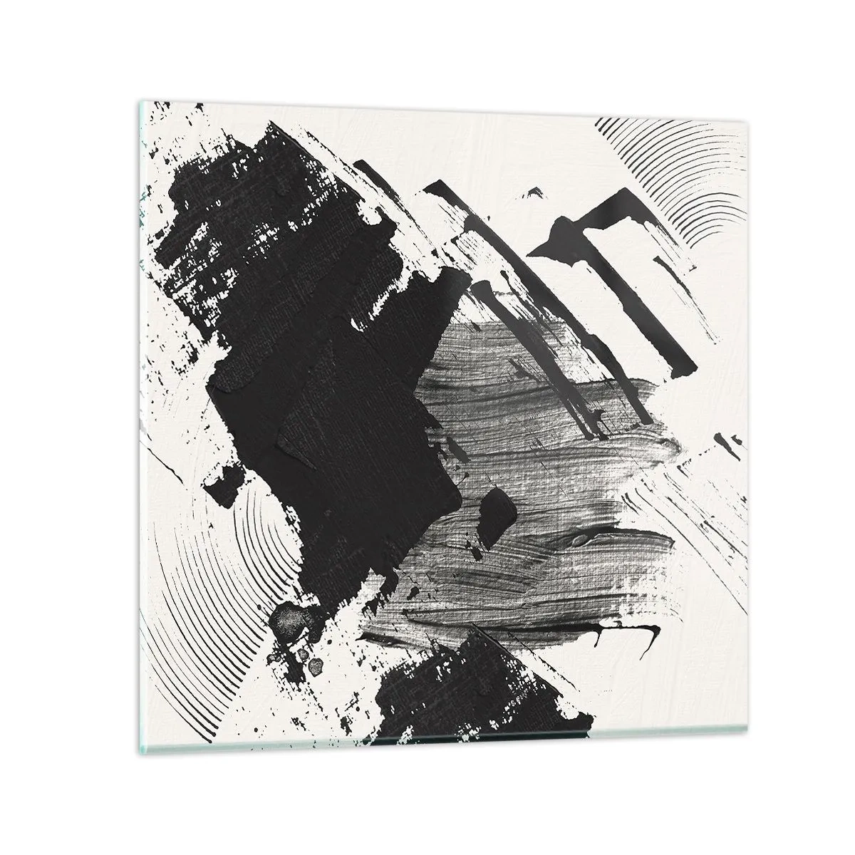 Quadro em vidro - Abstração – expressão do preto - 40x40 cm