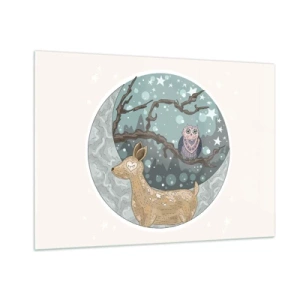 Quadro em vidro - Noite na floresta como em um conto de fadas - 100x70 cm