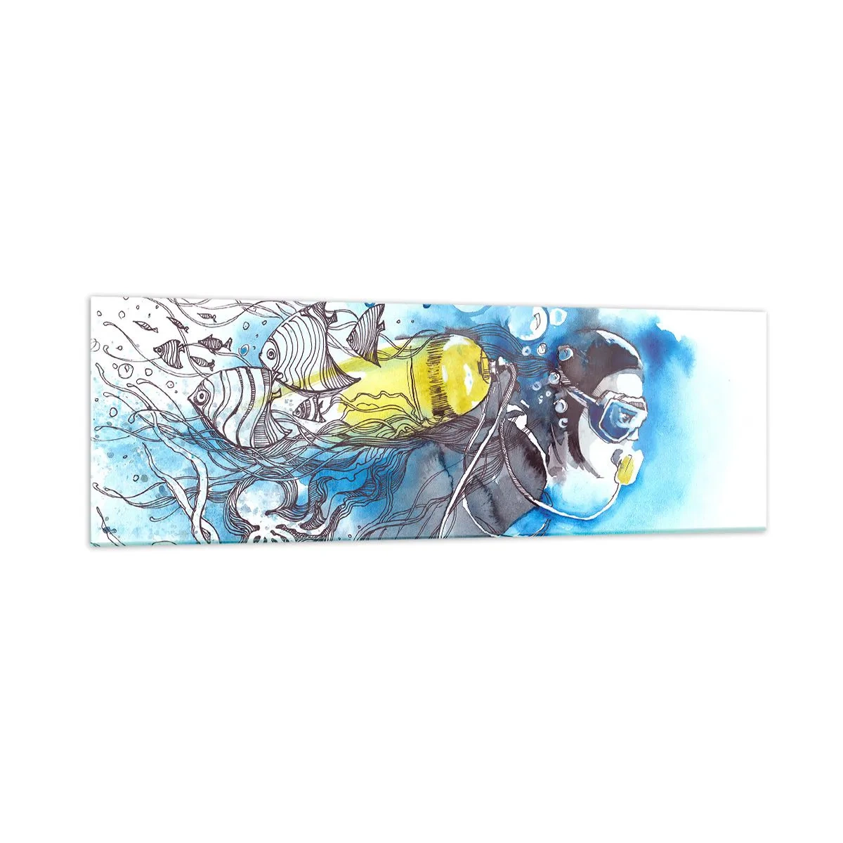 Quadro em vidro - Azul Infinito - 160x50 cm