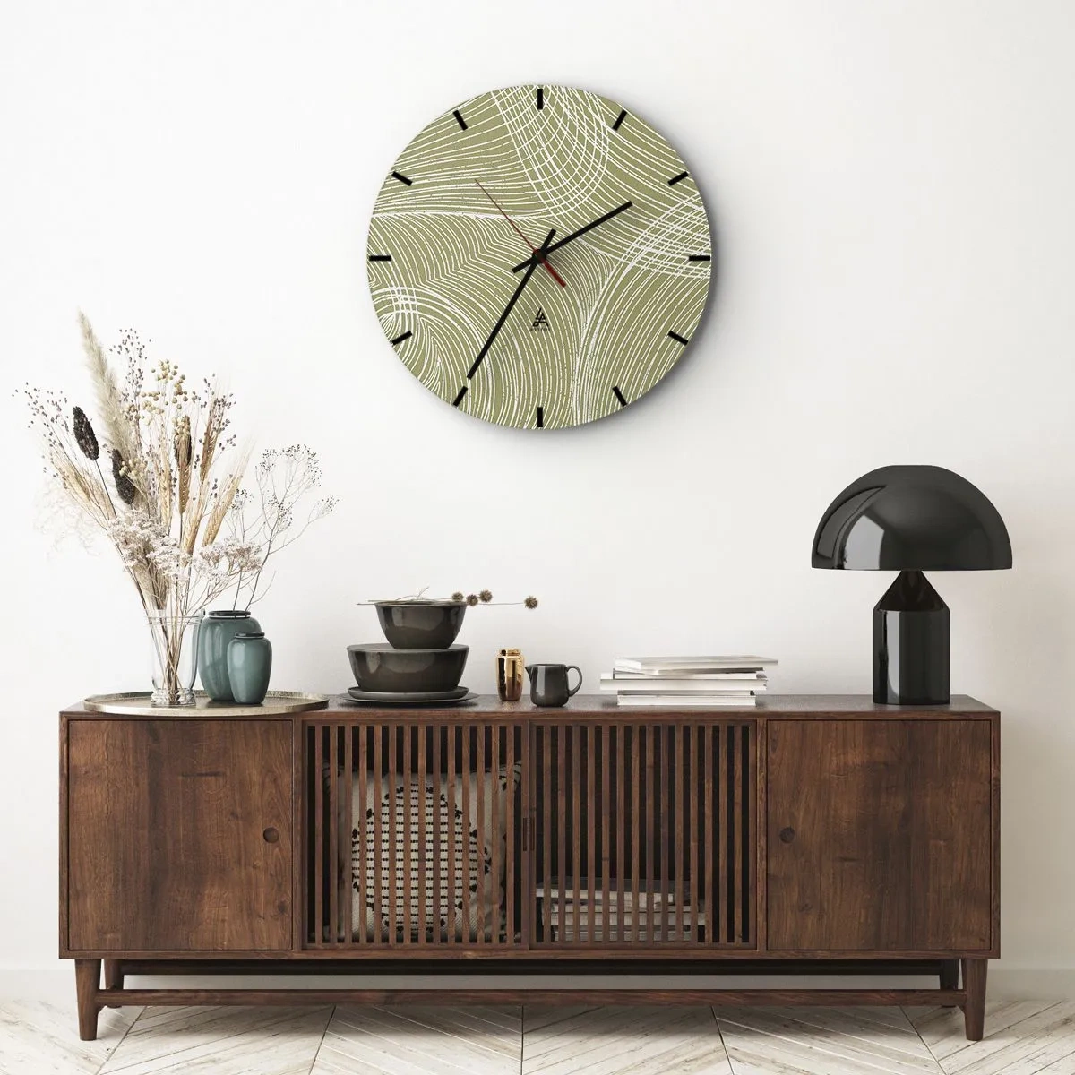 Relógio de parede - Relógio em vidro - Abstração intrincada em branco - 30x30 cm