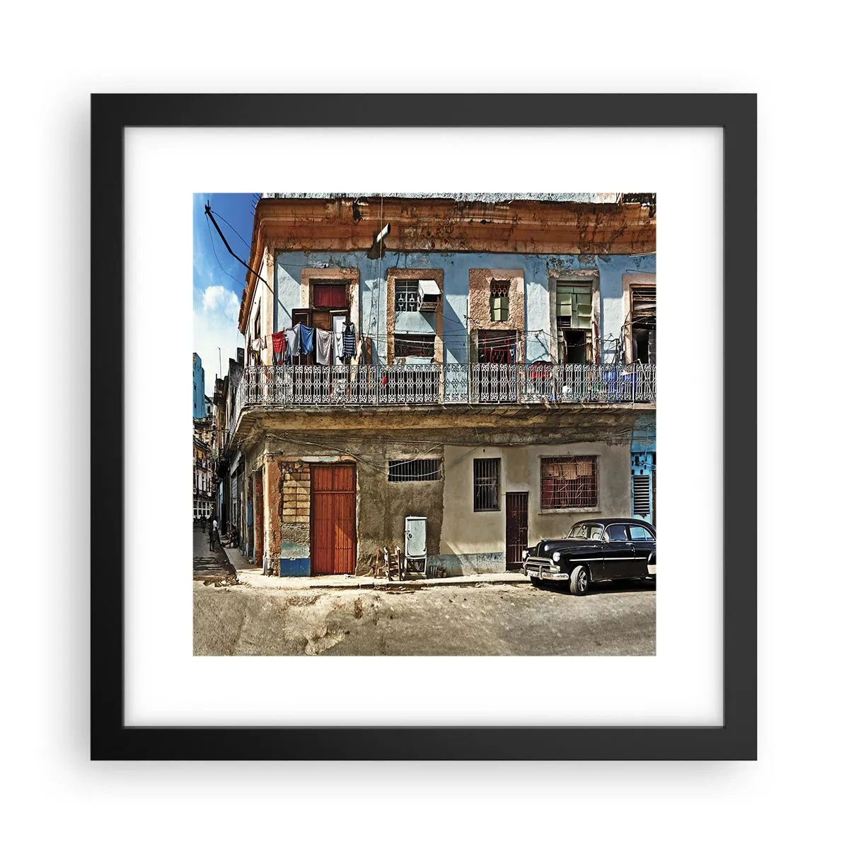 Pôster com moldura preta - Vibrações de Havana - 30x30 cm