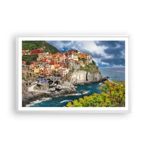 Pôster em moldura branca - Um aglomerado nas rochas - 91x61 cm