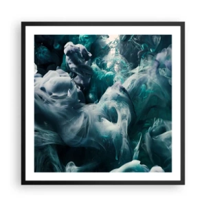 Pôster com moldura preta - Movimento de cores - 60x60 cm