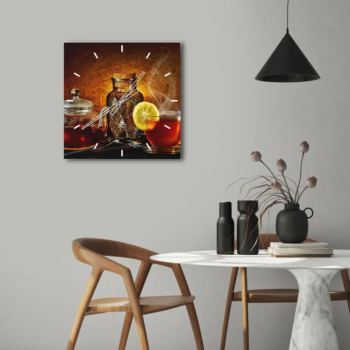 Relógio de parede - Relógio em vidro - Ao estilo dos mestres holandeses - 40x40 cm