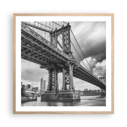 Pôster com moldura de carvalho claro - Ao coração da cidade - 60x60 cm