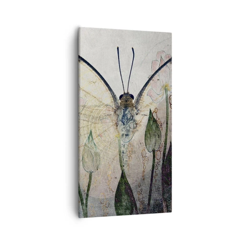 Quadro em tela - Onde a borboleta se esconde na relva - 55x100 cm
