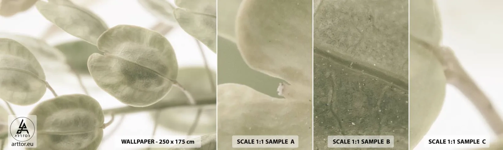 Amostra de papel de parede autocolante Deluxe Sticker - No começo eram folhas... - Flores, Calma, Folhas - 100x30 cm