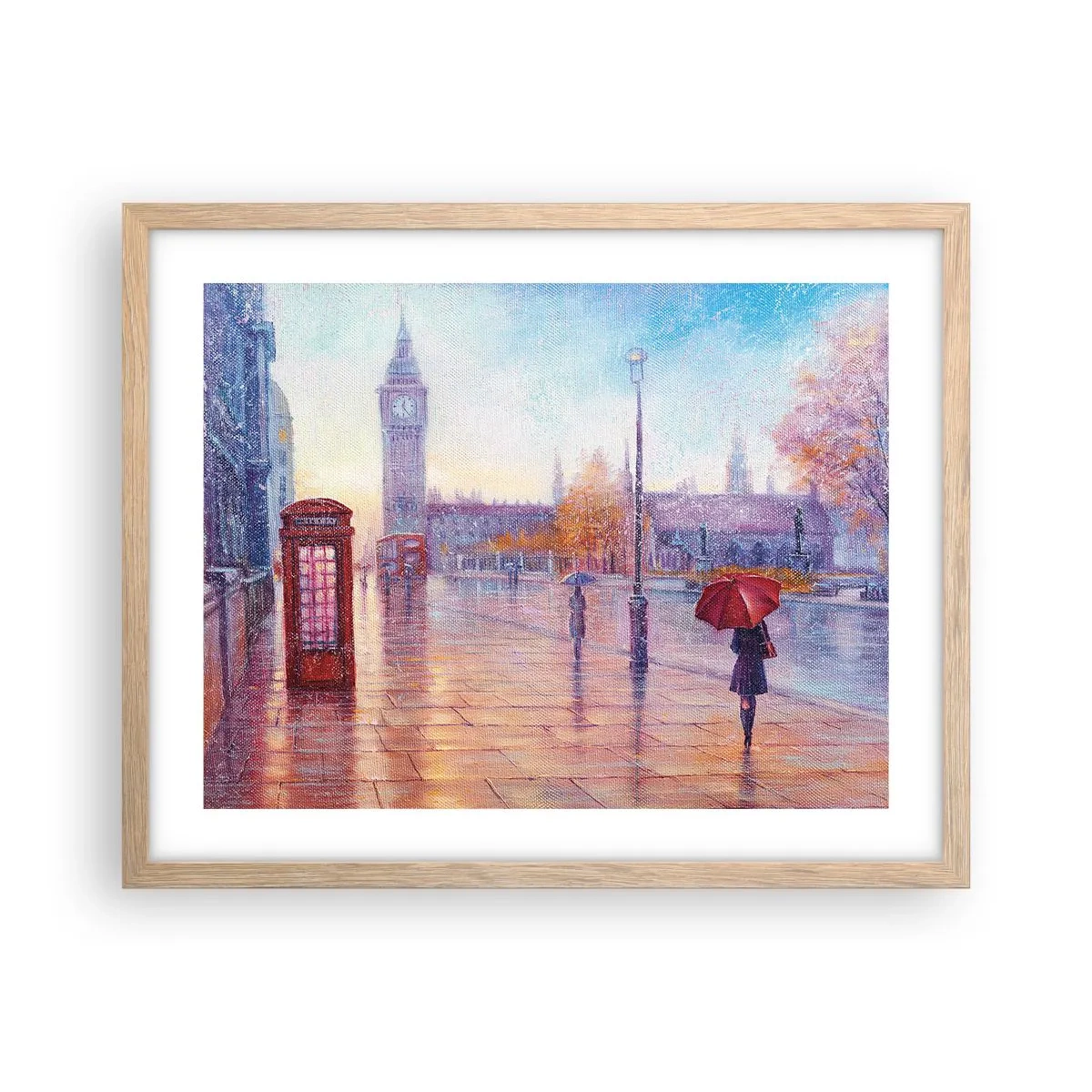 Pôster com moldura de carvalho claro - Um dia de outono em Londres - 50x40 cm