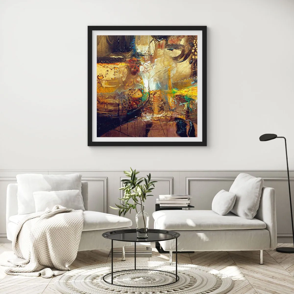 Pôster com moldura preta - Frio, mais quente, quente - 40x40 cm