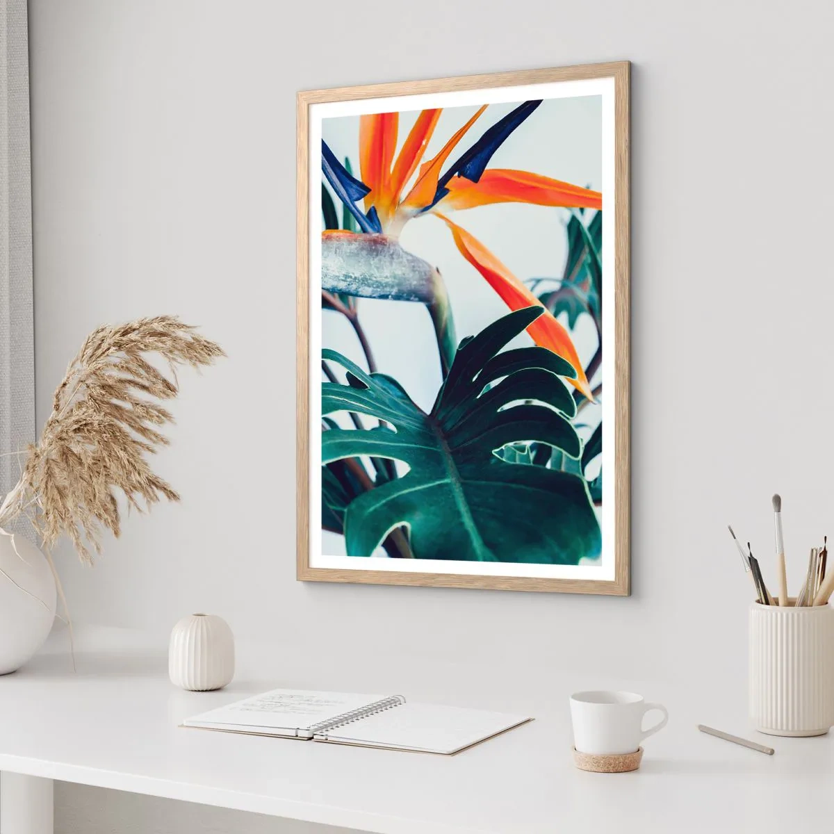 Pôster com moldura de carvalho claro - Arbusto de passarinho - 61x91 cm