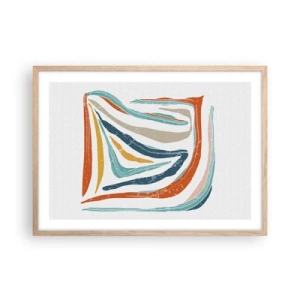 Pôster com moldura de carvalho claro - Abstração com um sorriso amigável - 70x50 cm