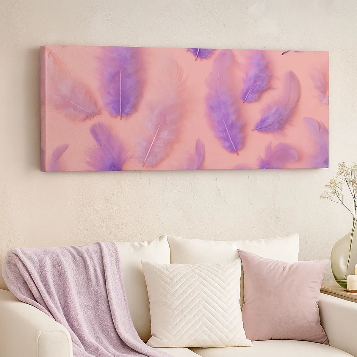 Quadro em tela - Ave lilás do desejo - 30x30 cm
