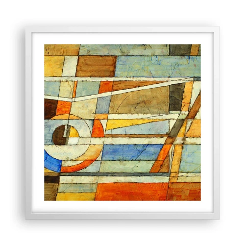 Pôster em moldura branca - Cubismo em construção - 50x50 cm