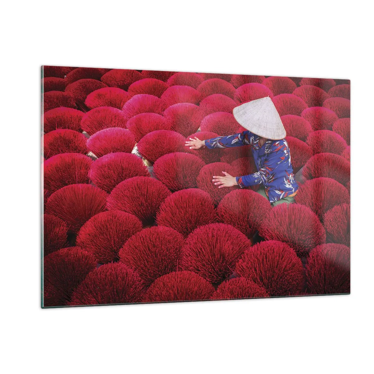 Quadro em vidro - No campo de arroz - 120x80 cm