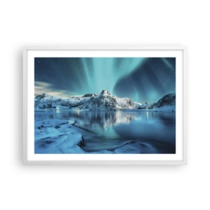 Pôster em moldura branca - Noite de Luz - 70x50 cm