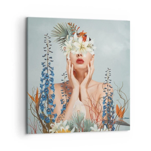 Quadro em tela - Mulher – flor - 60x60 cm