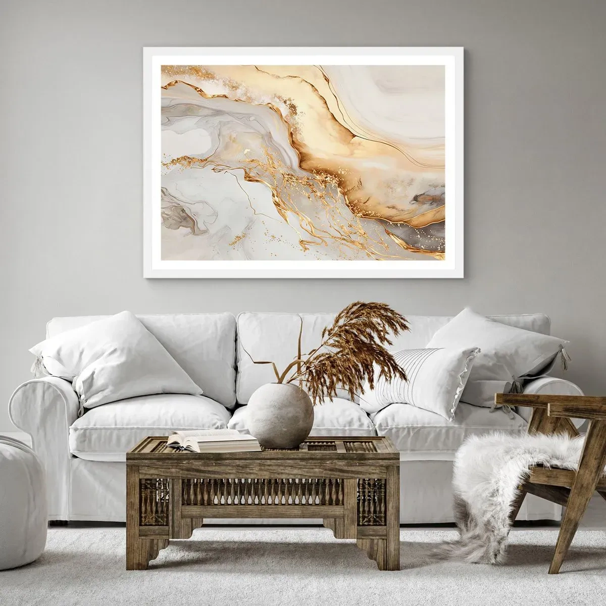 Pôster em moldura branca - Abstração: beleza e bondade - 70x50 cm