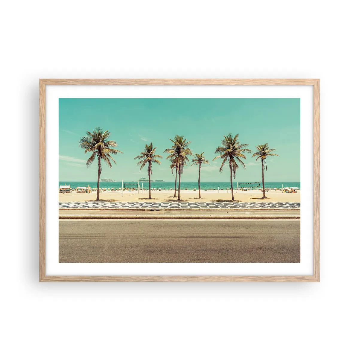 Pôster com moldura de carvalho claro - Em guarda da praia - 70x50 cm