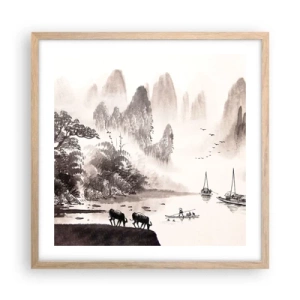 Pôster com moldura de carvalho claro - O cotidiano exótico do Oriente - 50x50 cm