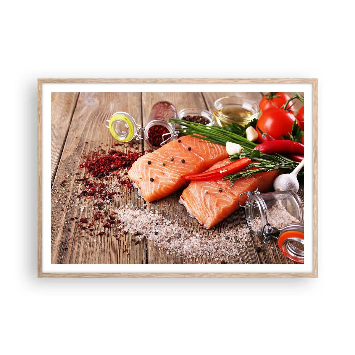 Pôster com moldura de carvalho claro - Aventura norueguesa na cozinha - 100x70 cm
