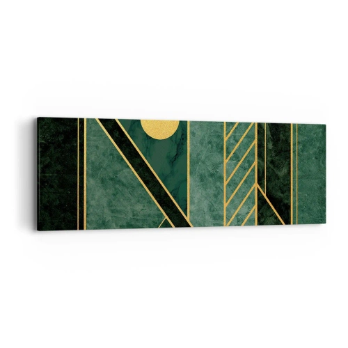 Quadro em tela - A dinâmica do ouro e do azul - 90x30 cm