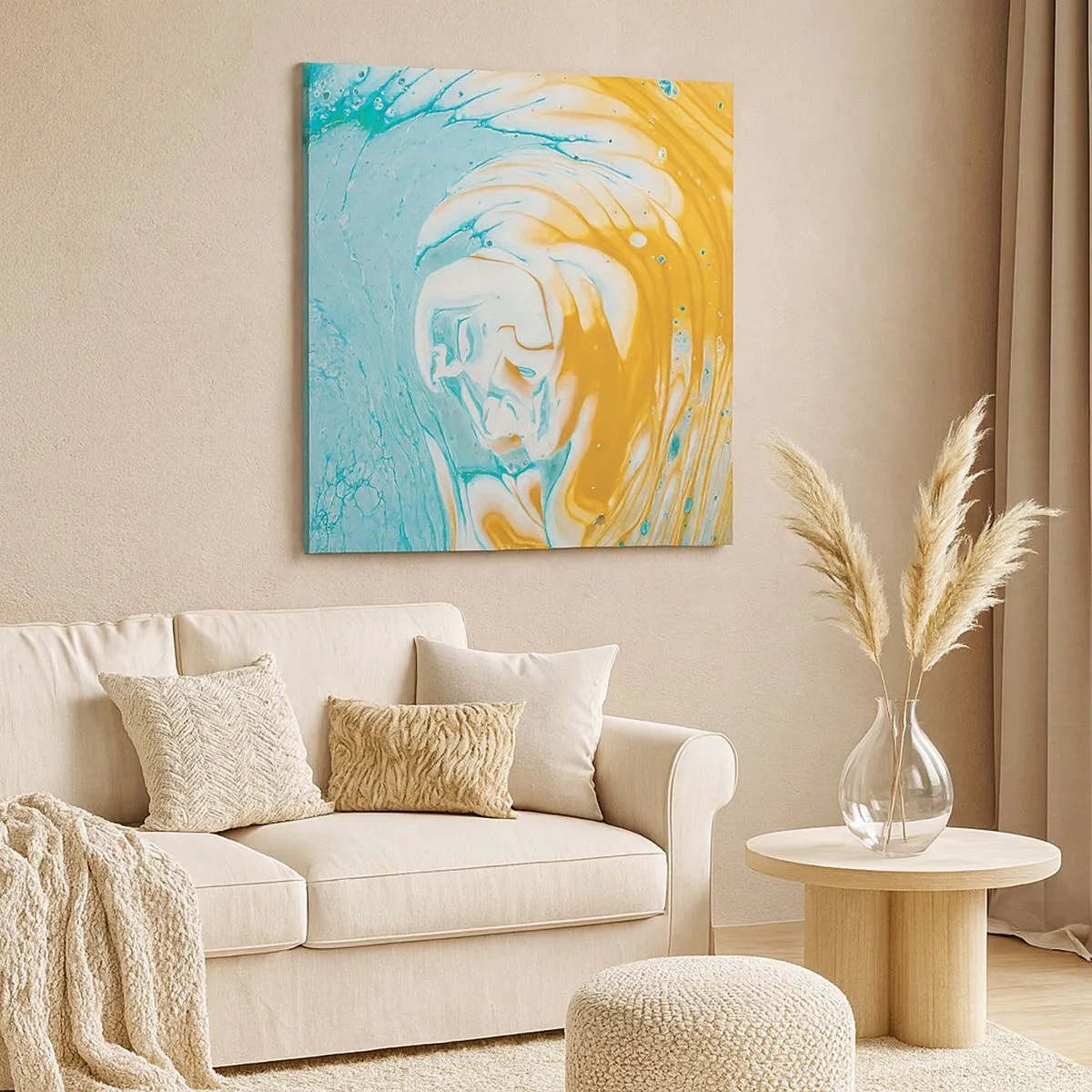 Quadro em tela - Vórtice em pastel - 30x30 cm