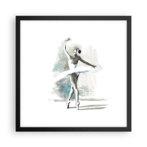 Pôster com moldura preta - Encantada num cisne - 40x40 cm