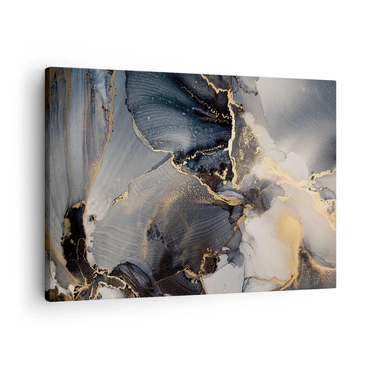 Quadro em tela - Abstrato dourado e cinza sobre tela - 70x50cm - A vida da pedra - Decoração de parede moderna para a sala de estar e quarto ARTTOR