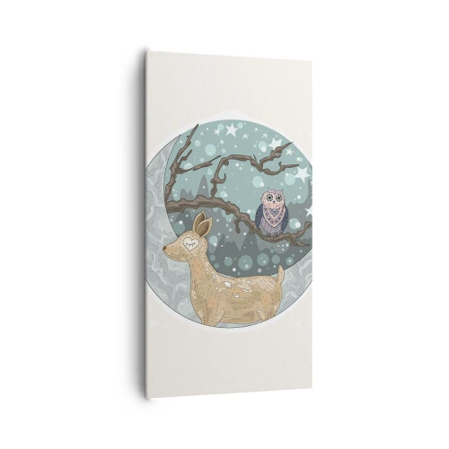 Quadro em tela - Noite na floresta como em um conto de fadas - 65x120 cm