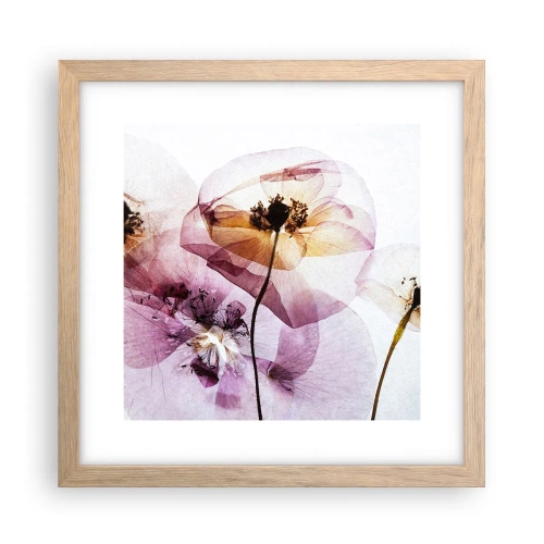 Pôster com moldura de carvalho claro - A transparência das flores - 30x30 cm
