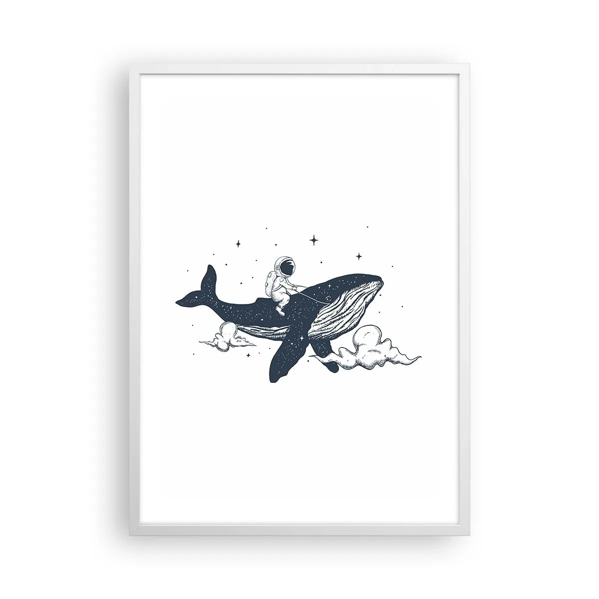 Pôster em moldura branca - Aventura espacial - 50x70 cm