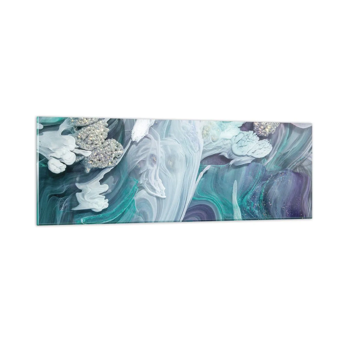 Quadro em vidro - Correntes de azul - 90x30 cm