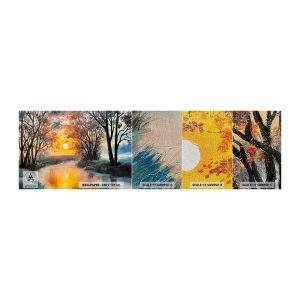 Amostra de papel de parede Premium Sand - Vibrações de outono - Paisagem, Rio, Árvores - 100x30 cm