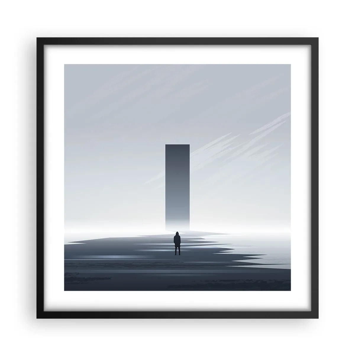 Pôster com moldura preta - Oportunidade ou ameaça? - 50x50 cm