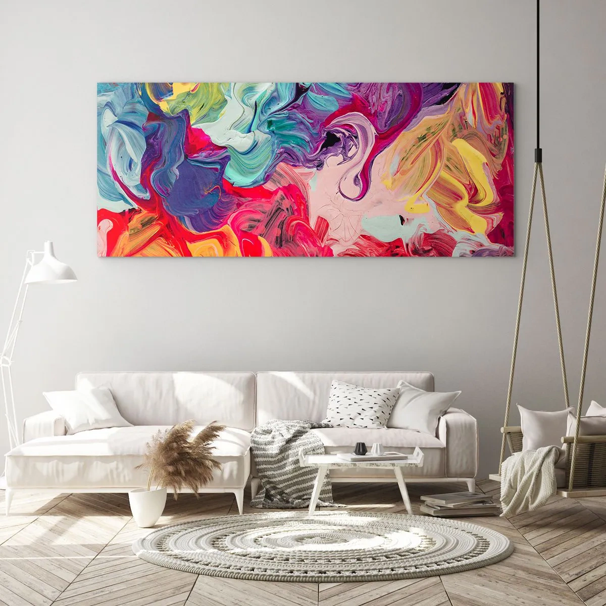 Quadro em vidro - O nascimento das cores - 160x50 cm