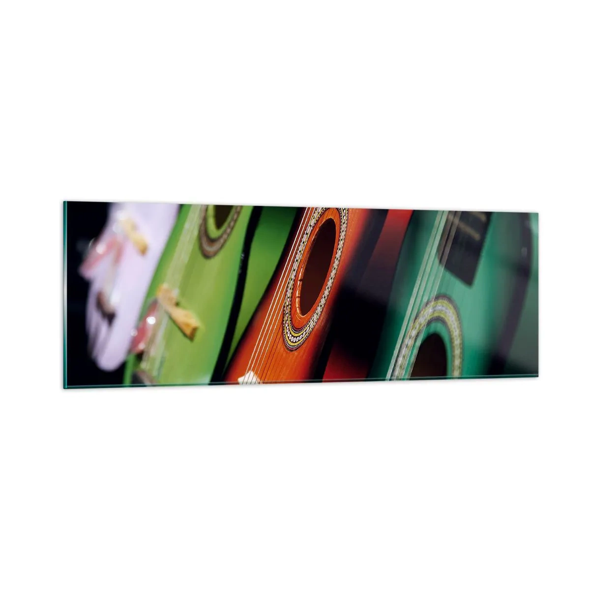 Quadro em vidro - A guitarra tem muitas cores - 90x30 cm